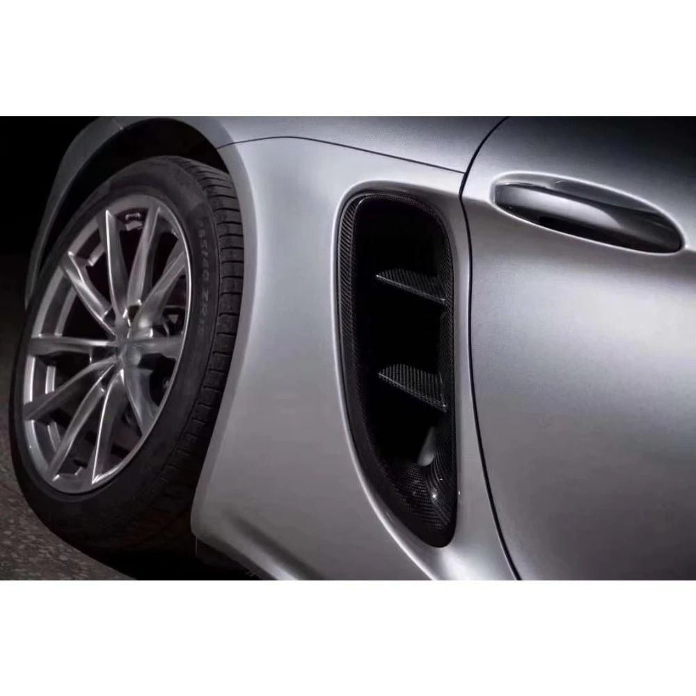 High Quality New Replacement Dry Carbon Fiber Side Rear Fender Vents for 718 982 Cayman & Boxster 2016-2019